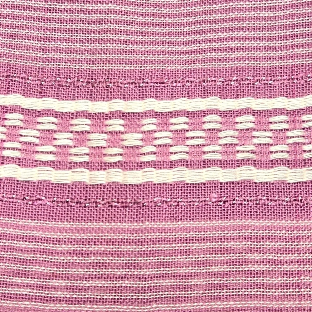 Pink Mauve White Rayon Metallic Striped Rectangular Scarf Wrap 27